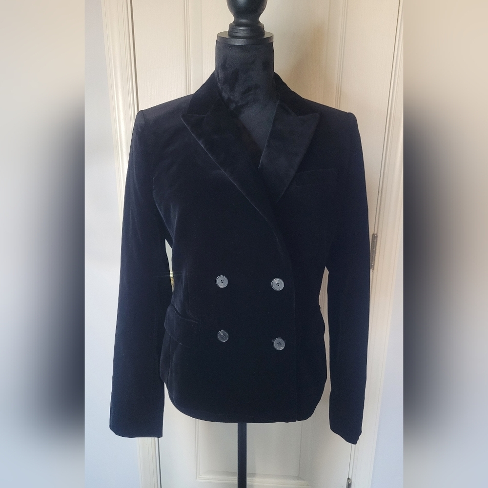 The KOOPLES Black Velvet Double-Breasted Blazer. Sz US 6 NWT MSRP $585